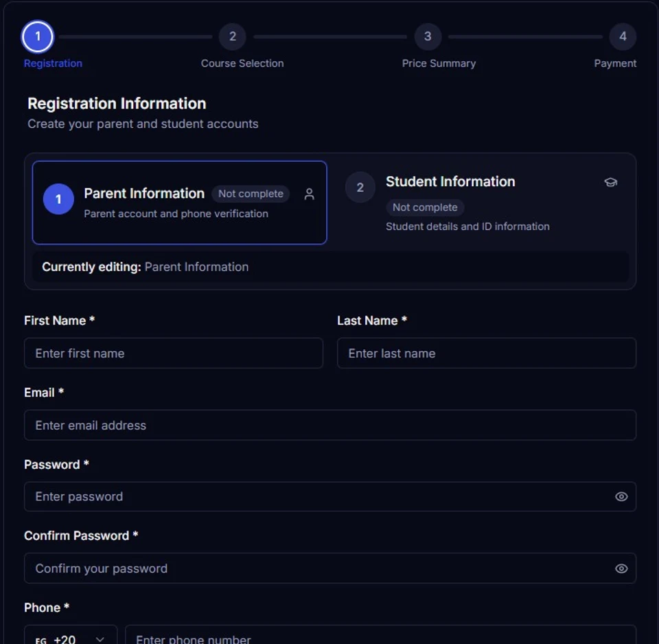 Real LMS registration form
